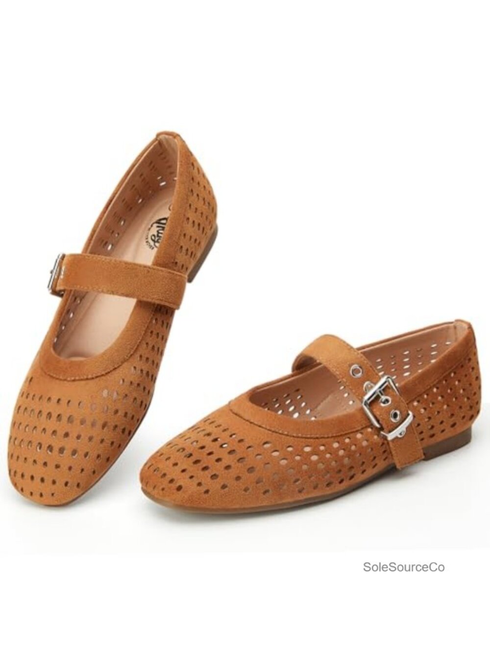 Mary Jane Flats for Women Suede Closed Toe Buckle Casual Comfortable